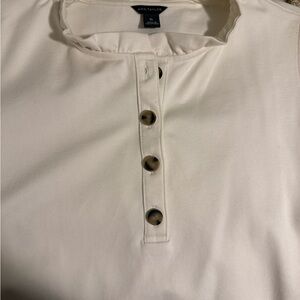 Ann Taylor Cream Casual Button Down Shirt Relaxed Fit